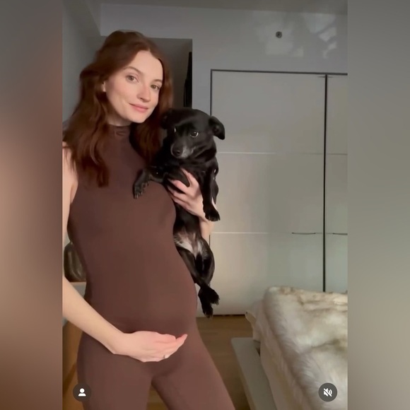 NWT Bumpsuit Stevie Maternity Unitard Turtleneck Sleeveless Jumpsuit in Brown - Picture 3 of 11